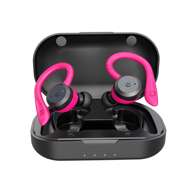 20 Hours Play time Swimming Waterproof Bluetooth Earphone Dual Wear Style Sport Wireless Headset TWS Ipx7 Earbuds Stereo earbuds DailyAlertDeals Pink  