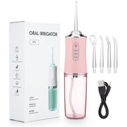 Oral Irrigator Portable Dental Water Flosser USB Rechargeable Water Jet Floss Tooth Pick 4 Jet Tip 220ml 3 Modes IPX7 1400rpm 0 DailyAlertDeals France Pink 