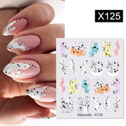 Harunouta Black Lines Flower Leaves Water Decals Stickers Floral Face Marble Pattern Slider For Nails Summer Nail Art Decoration 0 DailyAlertDeals X125  