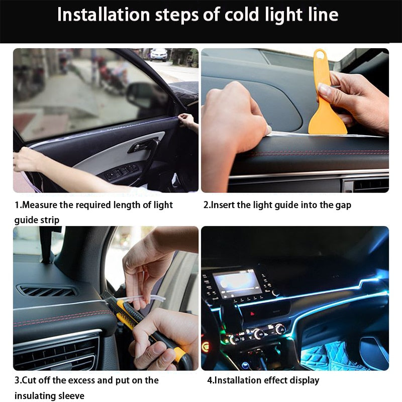 1M/3M/5M neon Car Interior Lighting LED Strip String Neon Strip For Auto DIY Flexible Long Last Car LED Light String neon Car Interior Lighting LED Strip DailyAlertDeals   