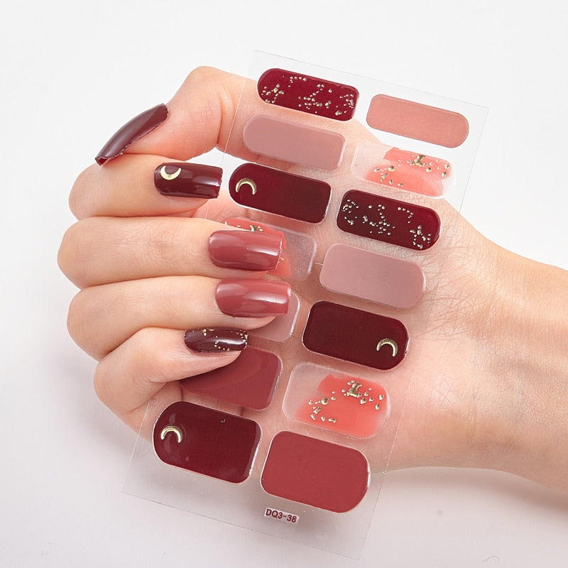 Four Sorts 0f Nail Stickers Nails Art Decoration Manicure Shiny Nail Decoration Decals Plain Stickers Nail Accesoires Women nail decal sticker DailyAlertDeals DQ3-38  