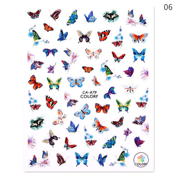 Nail Blue Butterfly Stickers Flowers Leaves Self Adhesive Decals 3D Transfer Sliders Wraps Manicure Foils DIY Decorations Tips 0 DailyAlertDeals 32  
