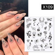 Harunouta Black Lines Flower Leaves Water Decals Stickers Floral Face Marble Pattern Slider For Nails Summer Nail Art Decoration 0 DailyAlertDeals X109  