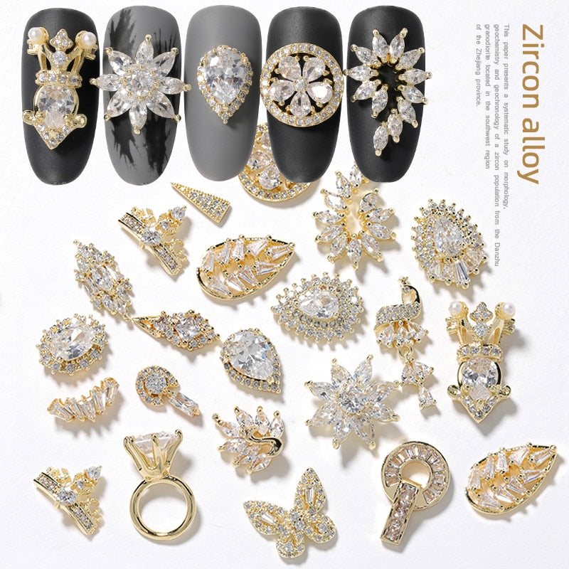 5 pieces 3D metal Zircon Nail art decorations Butterfly rhinestones nail art jewelry alloy zircon tassel pendant nail accessory Nail Rhinestones Jewelry DailyAlertDeals   