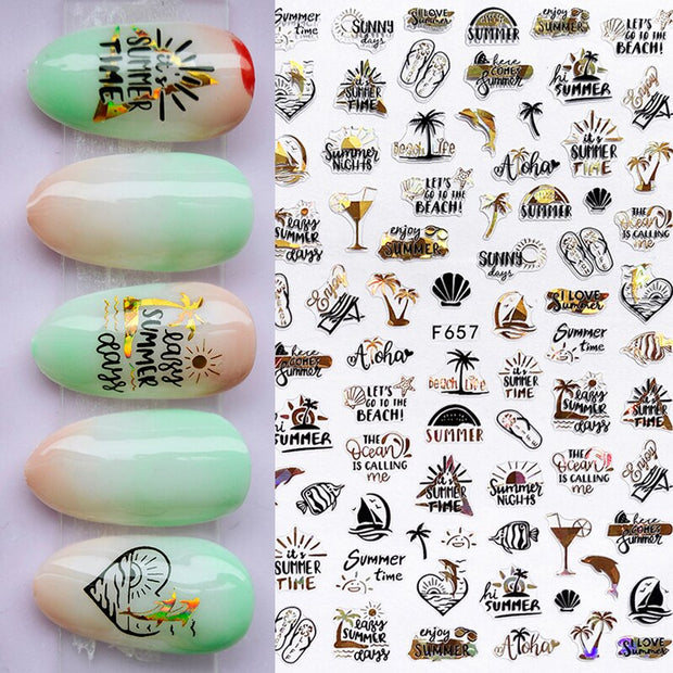 Harunouta Slider Design 3D Black People Silhouettes Blooming Nail Stickers Gold Bronzing Leaf Flower Nail Foils Decoration Nail Stickers DailyAlertDeals 18  
