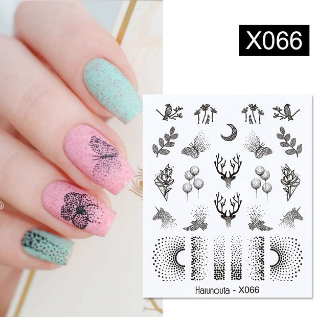 Harunouta Abstract Lady Face Water Decals Fruit Flower Summer Leopard Alphabet Leaves Nail Stickers Water Black Leaf Sliders 0 DailyAlertDeals X066  
