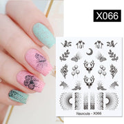 Harunouta Abstract Lady Face Water Decals Fruit Flower Summer Leopard Alphabet Leaves Nail Stickers Water Black Leaf Sliders Nail Stickers DailyAlertDeals X066  