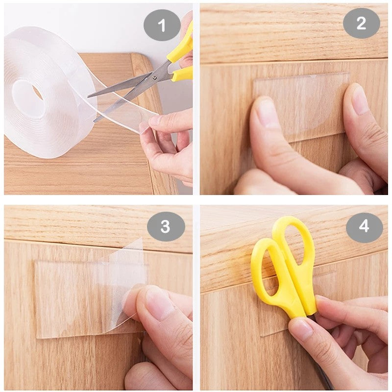 1/2/3/5M Nano Tape Double Sided Tape Transparent Reusable Waterproof Adhesive Tapes Cleanable Kitchen Bathroom Supplies Tapes 0 DailyAlertDeals   
