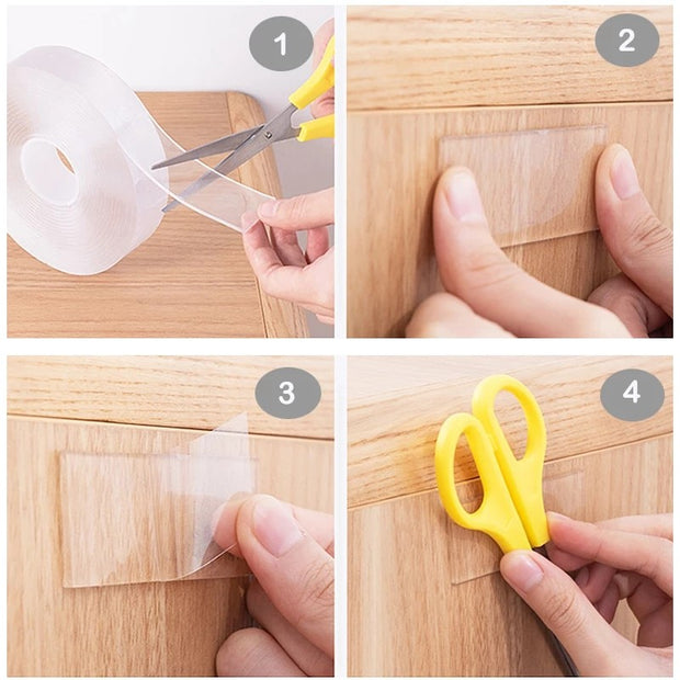 1/2/3/5M Nano Tape Double Sided Tape Transparent Reusable Waterproof Adhesive Tapes Cleanable Kitchen Bathroom Supplies Tapes 0 DailyAlertDeals   