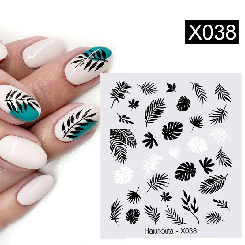 Harunouta Leaves Flowers Tree Water Decals Slider For Nails Spring Flower Butterfly Snake Design Stickers Nail Art Decoration Nail Stickers DailyAlertDeals X038  