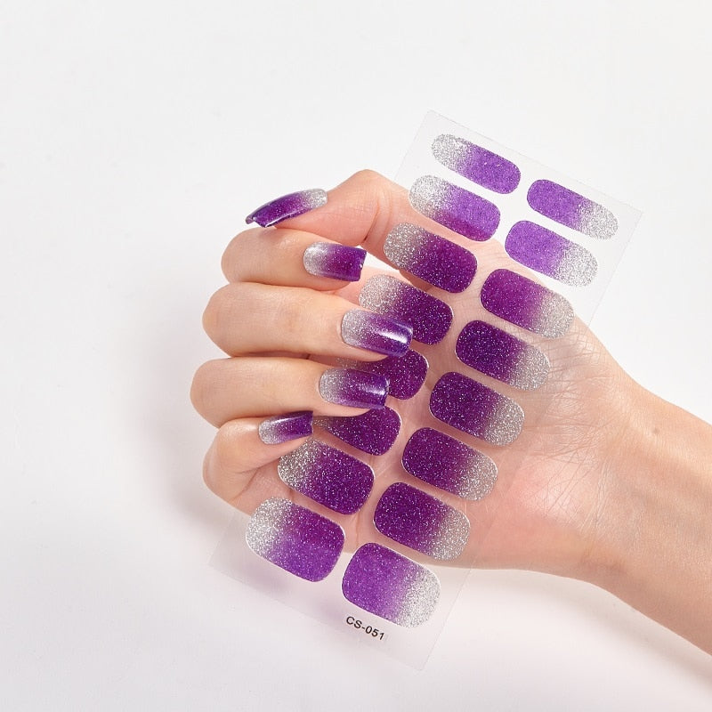16 Tips/Sheet Nailart Nailart Sticker Nail Tips Manicure Decoracion Fashion Nail Polish Self Adhesive Nail Sticker Creative nail decal stickers DailyAlertDeals CS-51  