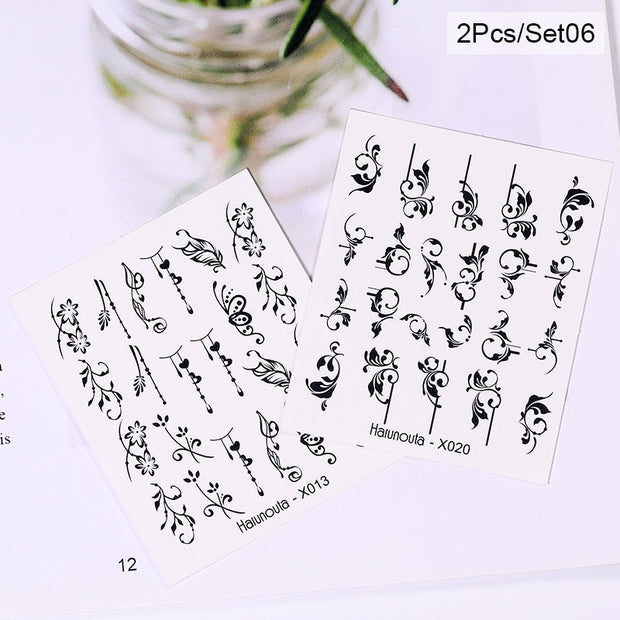 Harunouta Cool Geometrics Pattern Water Decals Stickers Flower Leaves Slider For Nails Spring Summer Nail Art Decoration DIY 0 DailyAlertDeals 50459-6  