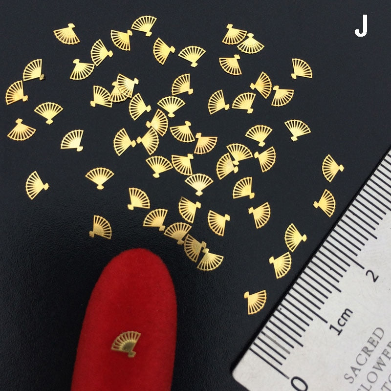 100Pcs/Lot Gold Metal Nail Decals Ultra-thin Flakes Nail Bling Rhinestone Cute 3D Nail Art Decorations Charm Nail Art Rivets 0 DailyAlertDeals J  