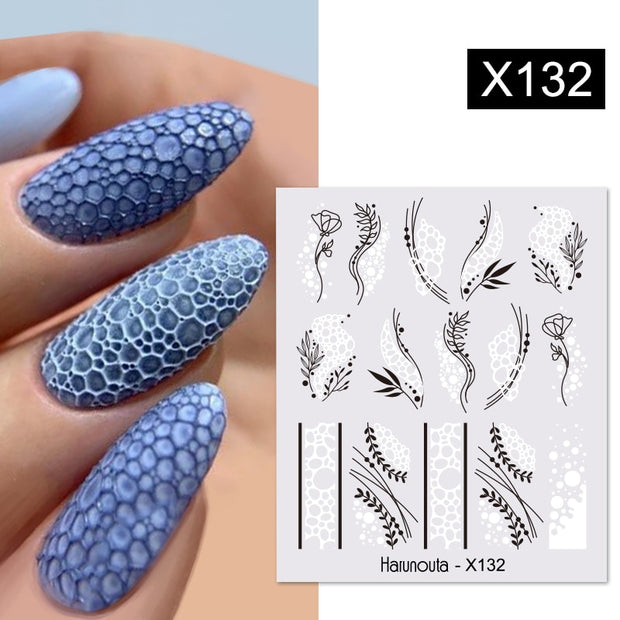 Harunouta Geometric Color Block Line Leaf Flower Water Decal Sticker Spring Simple DIY Slider For Manicuring Nail Art Watermarks 0 DailyAlertDeals X132  