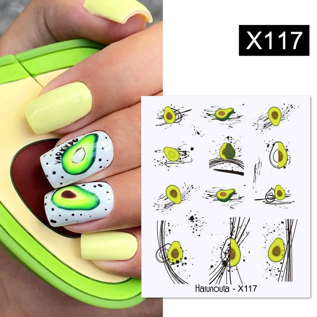 Harunouta Butterfly Flower Design Leaves Nail Water Decals Color Wave Geometric Line Charms Sliders Decoration Tips For Nail Art 0 DailyAlertDeals X117  