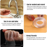 1/2/3/5M Nano Tape Double Sided Tape Transparent Reusable Waterproof Adhesive Tapes Cleanable Kitchen Bathroom Supplies Tapes 0 DailyAlertDeals   