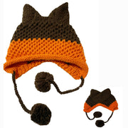 BomHCS Cute Fox Ears Beanie Winter Warm 100% Handmade Knit Hat 0 DailyAlertDeals Orange  Dark Coffee  
