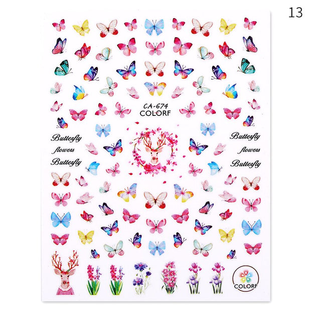 Nail Blue Butterfly Stickers Flowers Leaves Self Adhesive Decals 3D Transfer Sliders Wraps Manicure Foils DIY Decorations Tips 0 DailyAlertDeals 39  