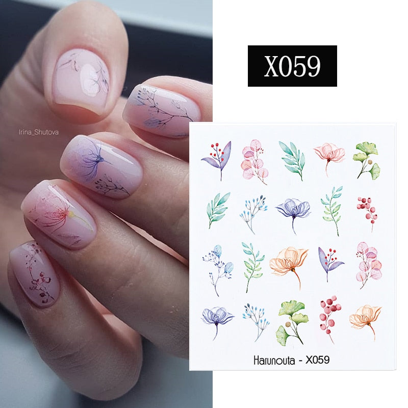 Harunouta Spring Simple Green Theme Water Decal Sticker Flower Leaf Tree Summer DIY Slider For Manicuring Nail Art Watermarks 0 DailyAlertDeals   