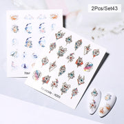 Harunouta Abstract Lady Face Water Decals Fruit Flower Summer Leopard Alphabet Leaves Nail Stickers Water Black Leaf Sliders 0 DailyAlertDeals 2pcs-43  