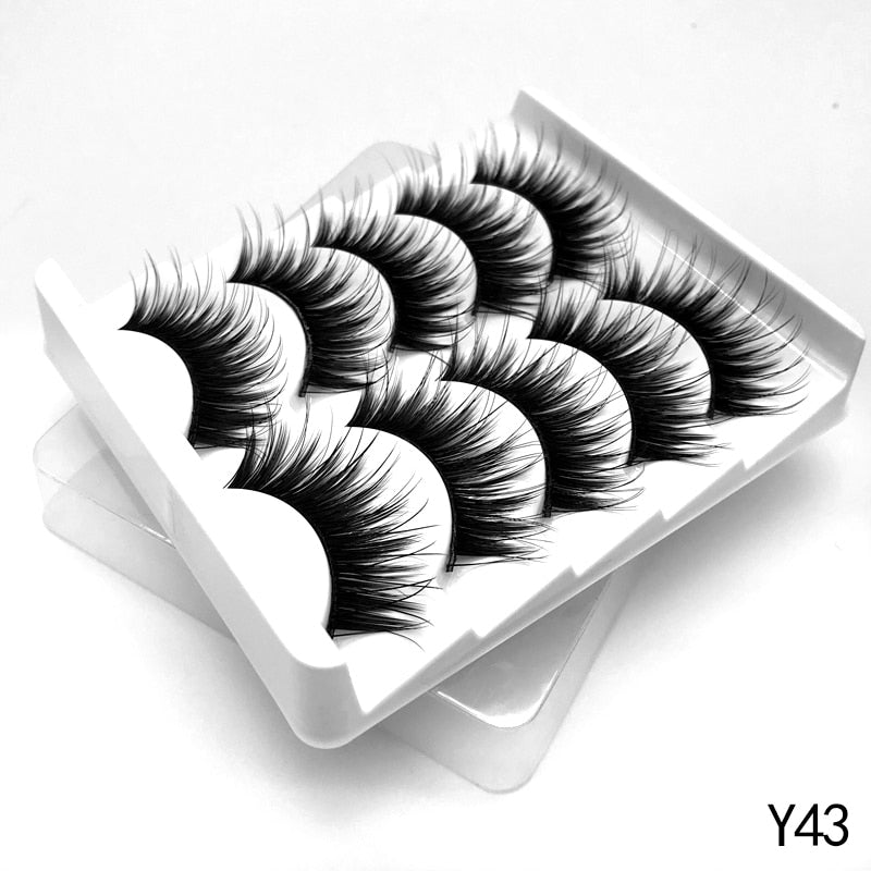 GROINNEYA Eyelashes 3D Mink Lashes Fluffy Soft Wispy Natural Cross Eyelash Extension Reusable Lashes Mink False Eyelashes Makeup 0 DailyAlertDeals 5pairs-Y43 France 