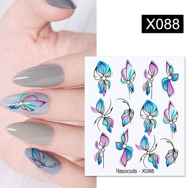 Harunouta 1 Sheet Nail Water Decals Transfer Lavender Spring Flower Leaves Nail Art Stickers Nail Art Manicure DIY 0 DailyAlertDeals X088  