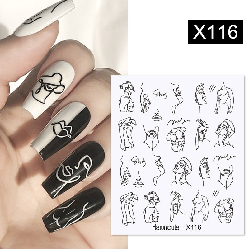 Harunouta Marble Blooming 3D Nail Sticker Decals Flower Leaves Transfer Water Sliders Abstract Geometric Lines Nail Watermark Nail Stickers DailyAlertDeals X116  