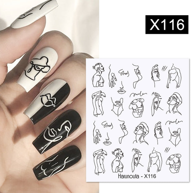 Harunouta Purple Blue Flowers Ink Blooming Nail Water Decals Geometry Line Ripple French Nail Stickers Manicuring Foils Wraps Nail Stickers DailyAlertDeals X116  