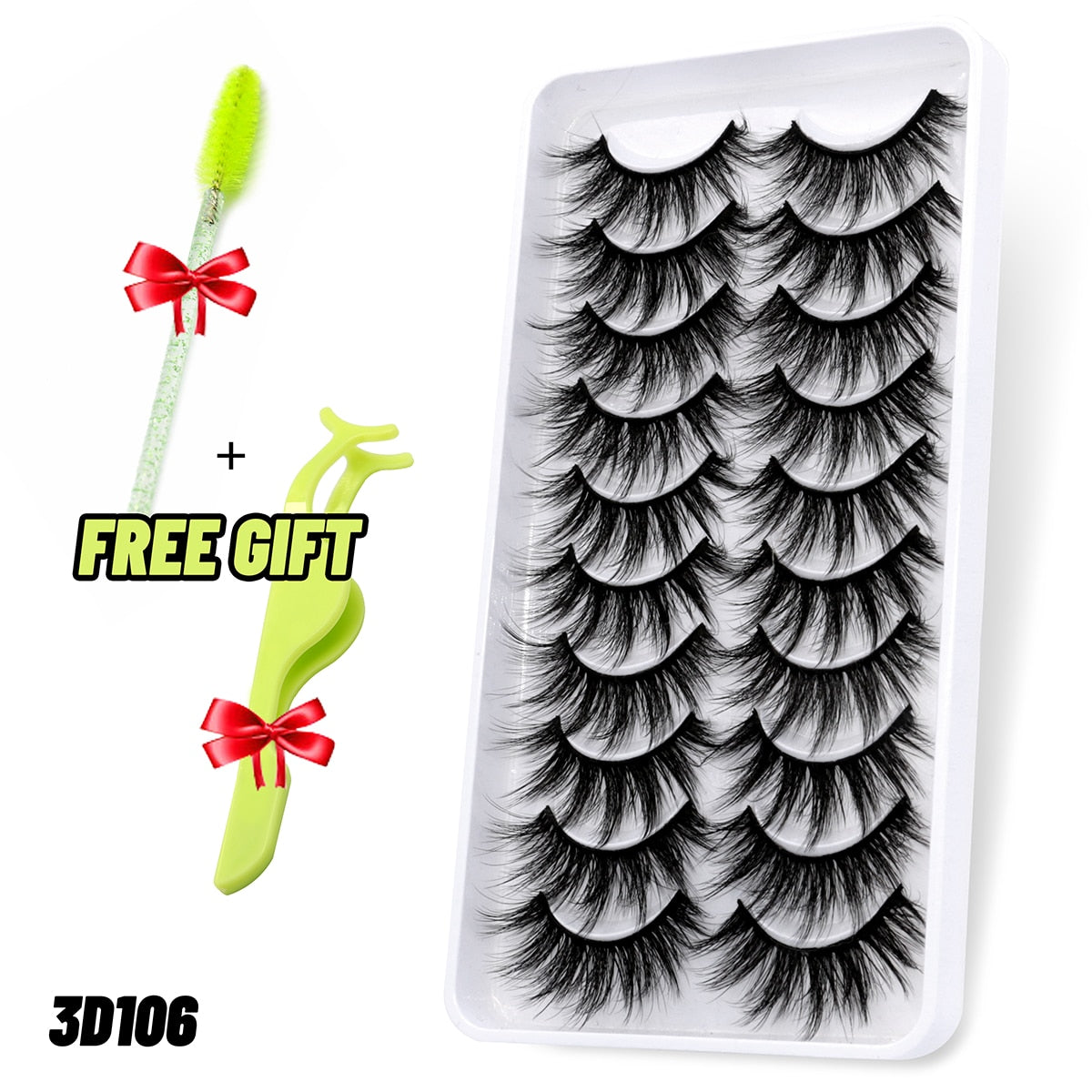 GROINNEYA Eyelashes 3D Mink Lashes Fluffy Soft Wispy Natural Cross Eyelash Extension Reusable Lashes Mink False Eyelashes Makeup 0 DailyAlertDeals 10pairs-3D106 France 