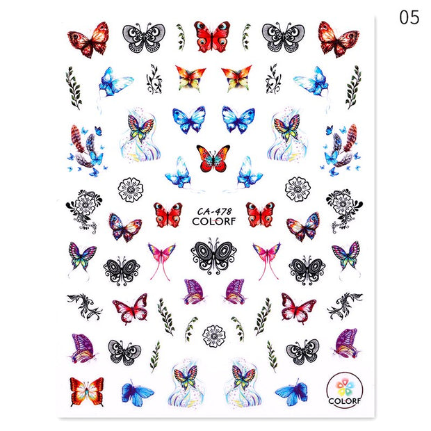 Nail Blue Butterfly Stickers Flowers Leaves Self Adhesive Decals 3D Transfer Sliders Wraps Manicure Foils DIY Decorations Tips 0 DailyAlertDeals 31  