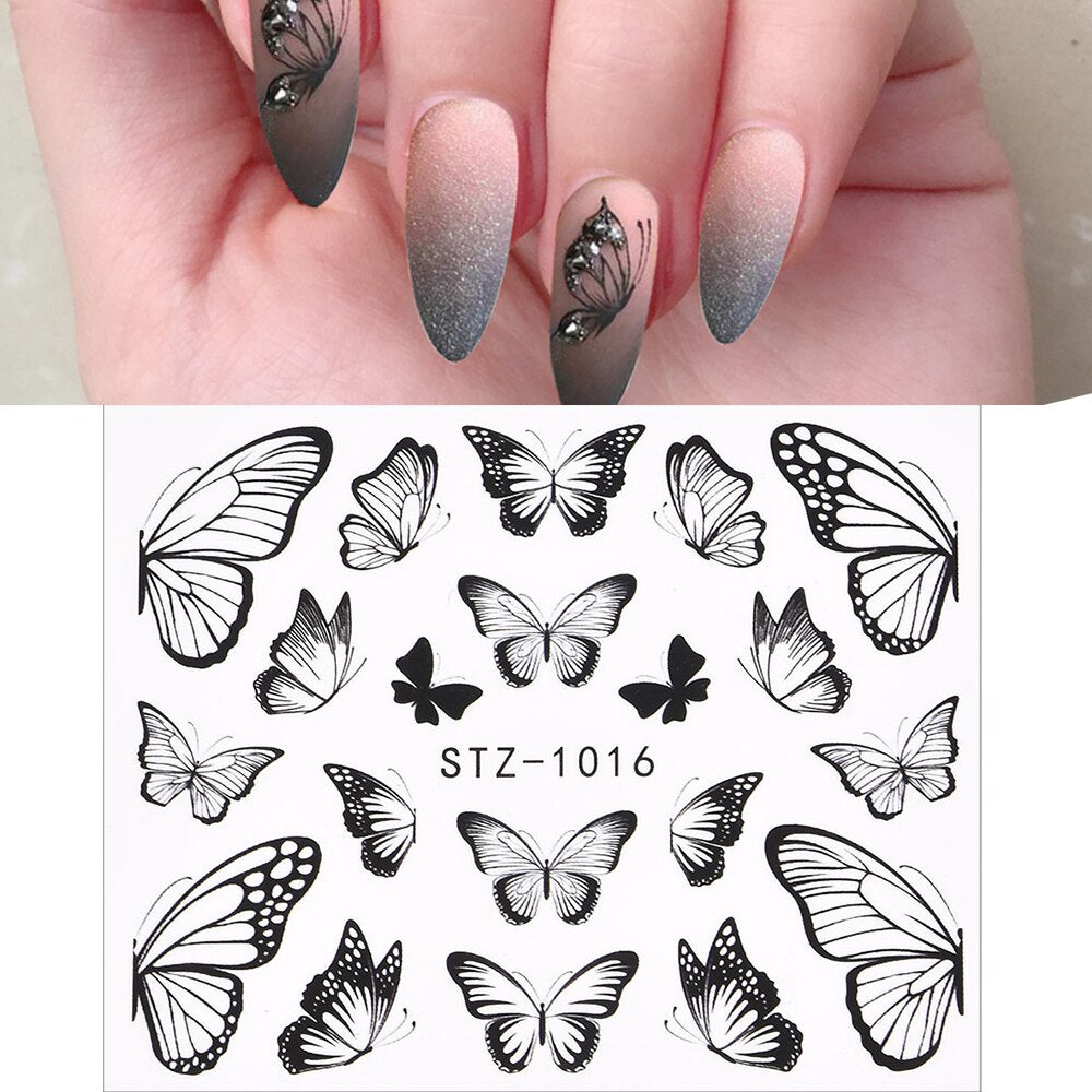 3D Watercolor Butterflies Sliders Nail Art Water Transfer Decal Sticker Blue Valentine&#39;s Day Nail Decoration Tattoo Manicure 0 DailyAlertDeals TA611  