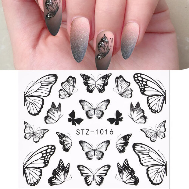 3D Watercolor Butterflies Sliders Nail Art Water Transfer Decal Sticker Blue Valentine&#39;s Day Nail Decoration Tattoo Manicure 0 DailyAlertDeals TA611  