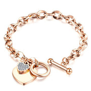 Stainless Steel Love Heart Bracelets For Women Party Gift Fashion Joyas de Chain Charm Bracelets Jewelry Wholesale Text Engraved 0 DailyAlertDeals AD1201-R China 18cm