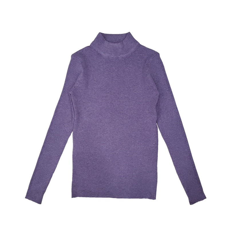 Women's Black turtleneck Soft Cozy Sweaters Slim Full Sleeve Multi-color Turtleneck Sweaters for Women winter turtleneck sweaters for women DailyAlertDeals Violet S 