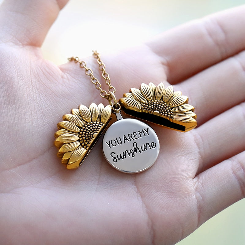 You Are My Sunshine Necklaces For Women Men Lover Gold Color Sunflower Necklace Pendant Jewelry Birthday Gift For Girlfriend Mom Sunflower necklace for her DailyAlertDeals   