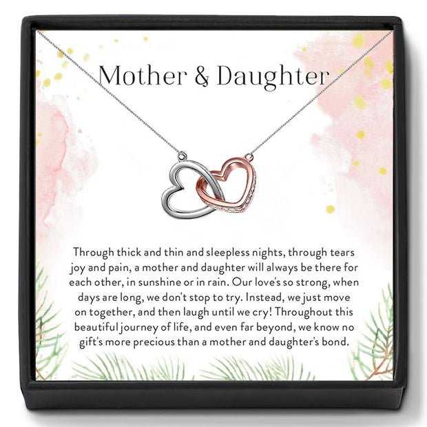 Mother Daughter Love Double Heart-shaped Connected Hollow Chain Necklace for Christmas GiftLight Luxury Female Clavicle Chain 0 DailyAlertDeals   