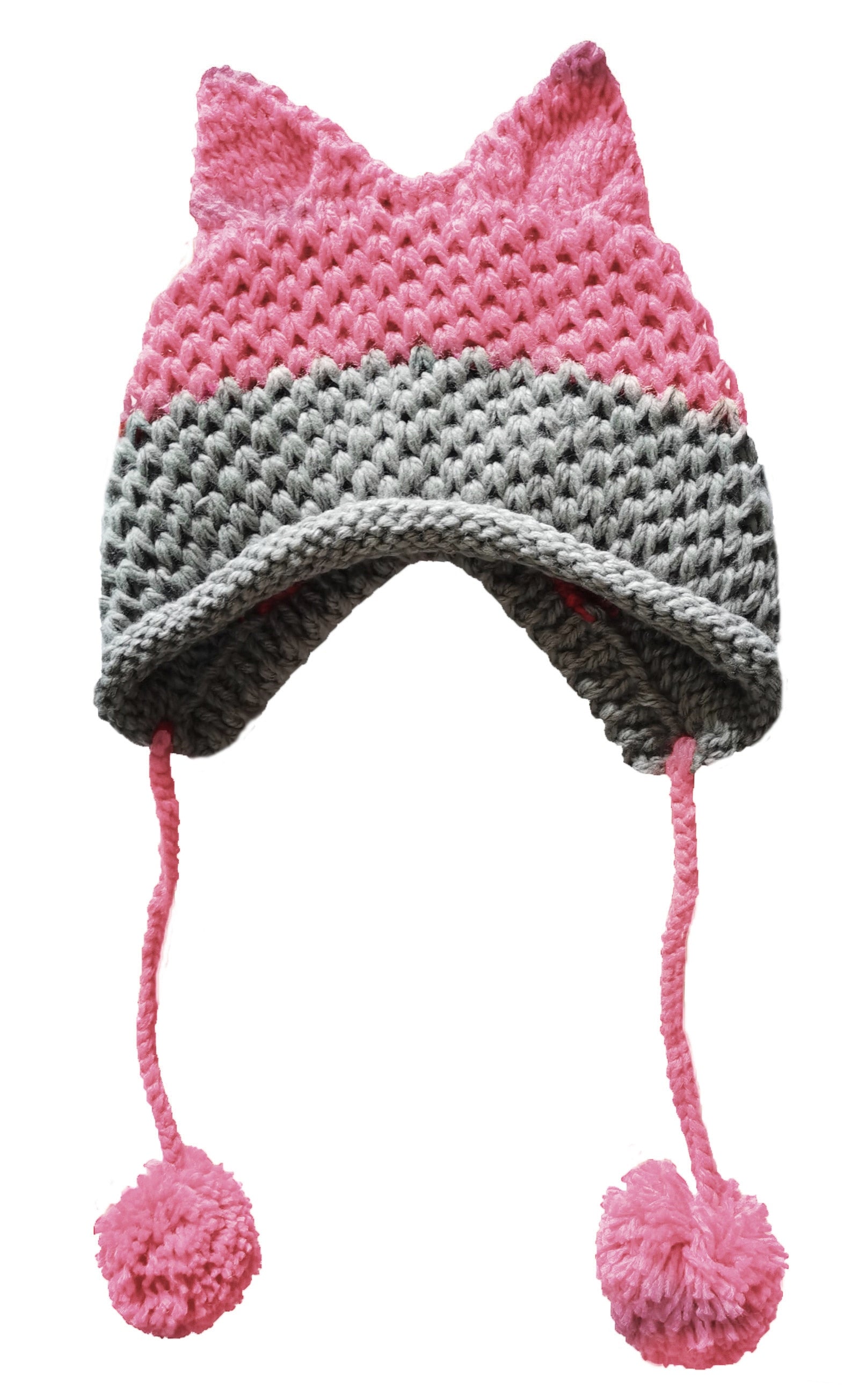 BomHCS Cute Fox Ears Beanie Winter Warm 100% Handmade Knit Hat 0 DailyAlertDeals Pink Gray  