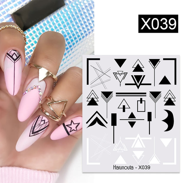Harunouta Abstract Lady Face Water Decals Fruit Flower Summer Leopard Alphabet Leaves Nail Stickers Water Black Leaf Sliders Nail Stickers DailyAlertDeals 18  
