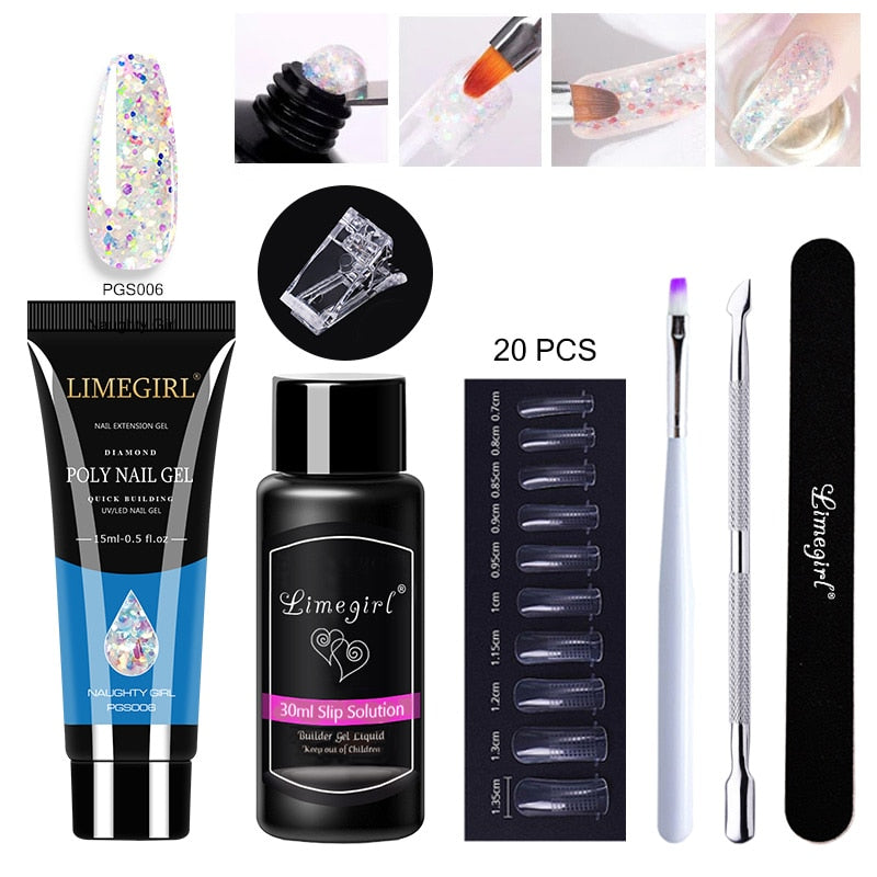 Poly gels Set for nail Extension Manicure Acryl Gel Varnish Set 15ML Poly gels Poly Nail Kit UV Gel Kit Poly gels Set for nail Extension DailyAlertDeals ZH119-PGS006 China 
