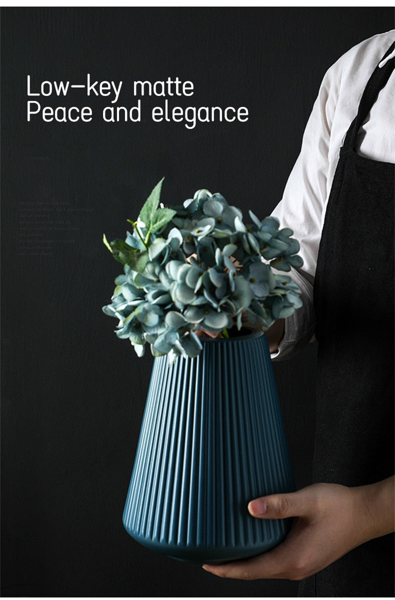 Morandi Plastic Vase Living Room Decoration Ornaments Modern Origami Plastic Vases for Flower Arrangements Home Decoration Plastic Vases Flower Pots DailyAlertDeals   