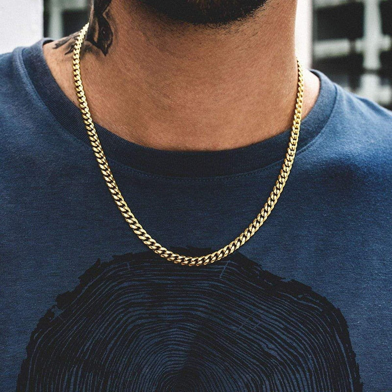 Vnox Cuban Chain Necklace for Men Women, Basic Punk Stainless Steel Curb Link Chain Chokers,Vintage Gold Tone Solid Metal Collar 0 DailyAlertDeals   