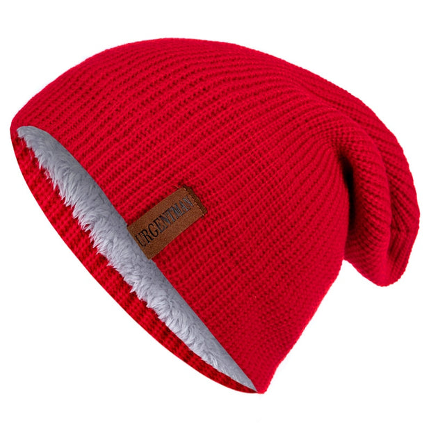 New Unisex Letter Beanie Hat Leisure Add Fur Lined Winter Hats For Men Women Keep Warm Knitted Hat Fashion Solid Ski Bonnet Cap Beanie hat unisex DailyAlertDeals Red 54cm-62cm 