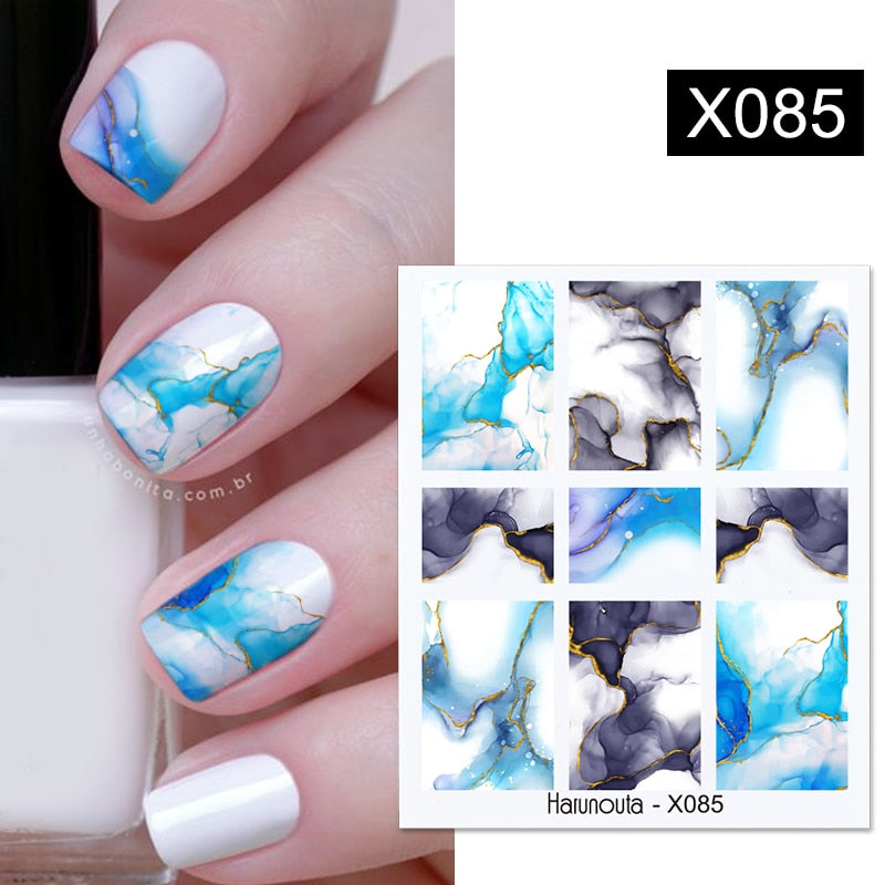 Harunouta  1Pc Spring Water Nail Decal And Sticker Flower Leaf Tree Green Simple Summer Slider For Manicuring Nail Art Watermark 0 DailyAlertDeals X085  