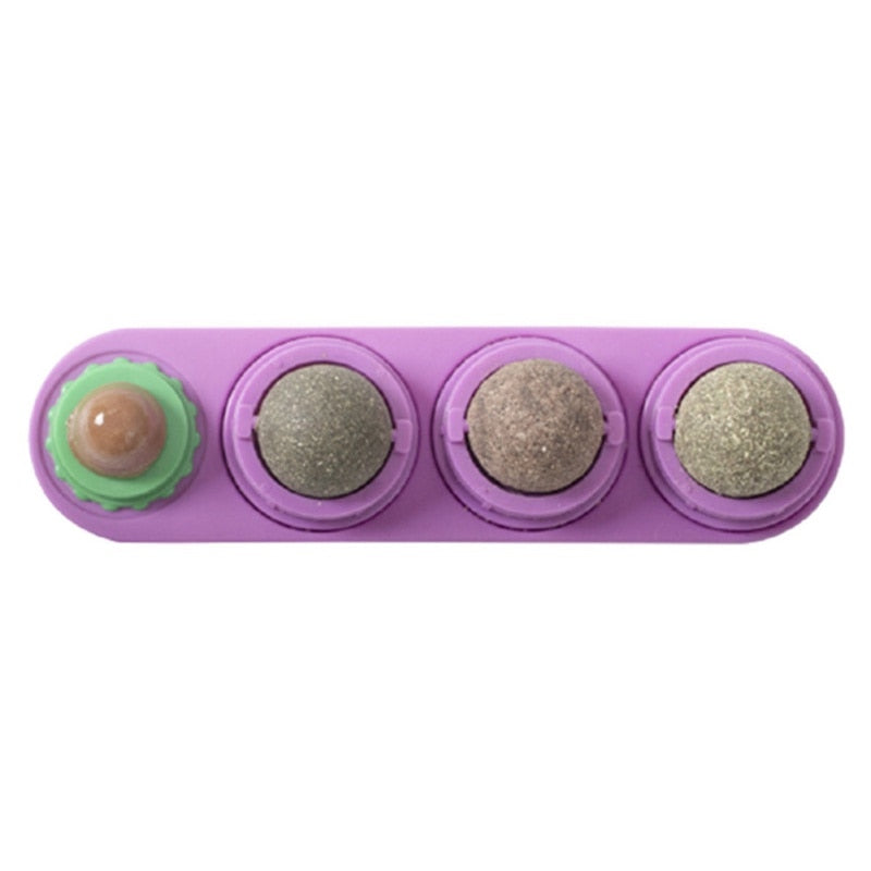 Pet Cat Catnip Wall Ball Cat Toy Catnip Balls Snack Healthy Rotatable Treats Toy Kitten Playing Chewing Cleaning Teeth Toys Food Cat toy catnip balls DailyAlertDeals Purple China 