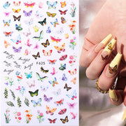 Nail Blue Butterfly Stickers Flowers Leaves Self Adhesive Decals 3D Transfer Sliders Wraps Manicure Foils DIY Decorations Tips 0 DailyAlertDeals 2-F625  