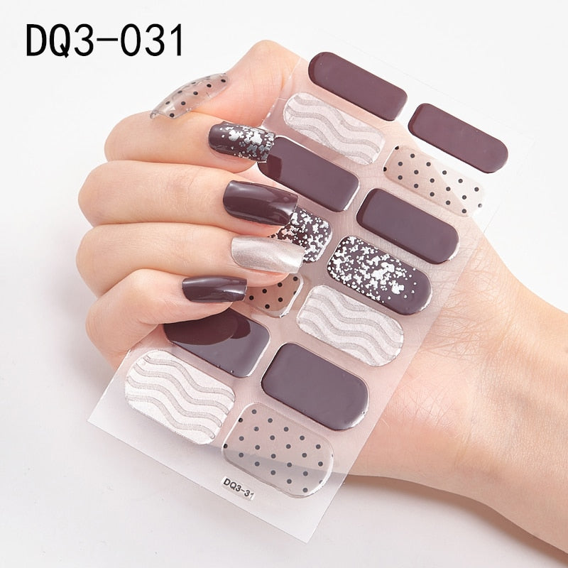 Lamemoria 1pc 3D Nail Slider Beauty Nail Stickers Shining Wave Line Decals Adhesive Manicure Tips Salon Nail Art Decorations nail decal stickers DailyAlertDeals DQ3-31  