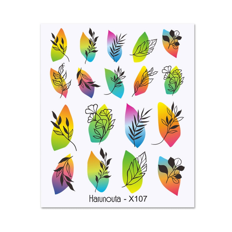 Harunouta Valentine Love Heart Line Dsign Water Nail Stickers Gold Black Leaves Flower Geometrics Slider For Nail Art Decoration Nail Stickers DailyAlertDeals X107  