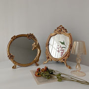 CuteLife Ins Large Round Resin Make-up Mirror Vintage Living Room Home Decorative Table Mirror Dressing Bedroom Standing Mirror 0 DailyAlertDeals   