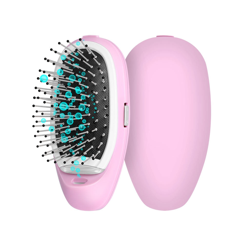 Portable Ionic Hairbrush Electric Negative Ions Hair Comb Anti Static MassageComb US Fast Shipping Styling Tool for Dropshipping portable brush hair DailyAlertDeals China Matt Pink 