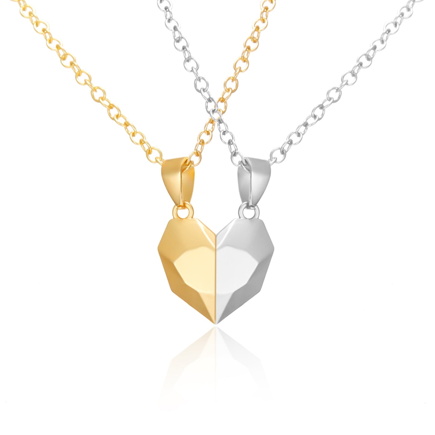 2Pcs/Lot Magnetic Couple Necklace Friendship Heart Pendant Distance Faceted Charm Necklace Women Valentine&#39;s Day Gift 2021 0 DailyAlertDeals 11  